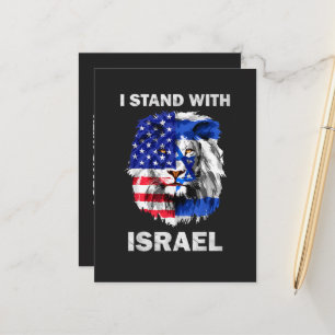 Israël en Vlag van de VS Leeuw _ Ik sta achter Isr Aankondigingskaart