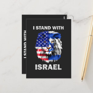 Israël en Vlag van de VS Leeuw _ Ik sta achter Isr Briefkaart