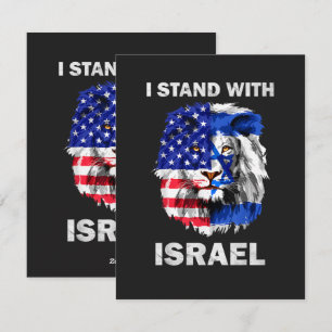 Israël en Vlag van de VS Leeuw _ Ik sta achter Isr Feestdagenkaart