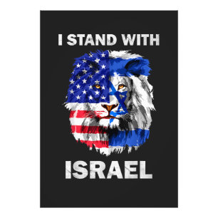 Israël en Vlag van de VS Leeuw _ Ik sta achter Isr Foto Afdruk