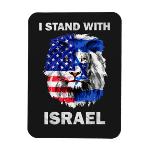 Israël en Vlag van de VS Leeuw _ Ik sta achter Isr Magneet