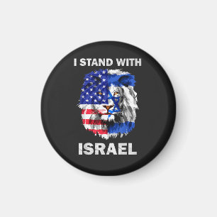 Israël en Vlag van de VS Leeuw _ Ik sta achter Isr Magneet