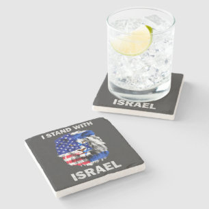 Israël en Vlag van de VS Leeuw _ Ik sta achter Isr Stenen Onderzetter