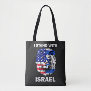 Israël en Vlag van de VS Leeuw _ Ik sta achter Isr Tote Bag
