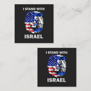 Israël en Vlag van de VS Leeuw _ Ik sta achter Isr Vierkante Visitekaartje