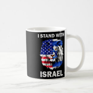 Israël en Vlag van de VS Leeuw Ik sta achter Israë Koffiemok
