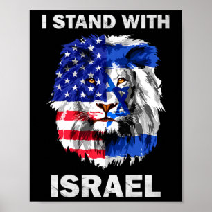 Israël En Vlag Van De Vs Leeuw Ik Sta Met Israël Poster