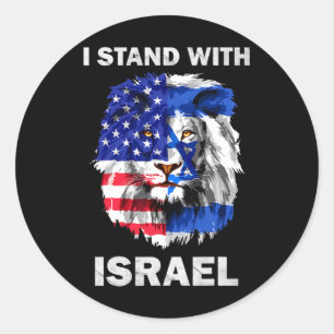 Israël En Vlag Van De Vs Leeuw Ik Sta Met Israël Ronde Sticker