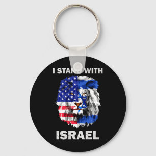 Israël En Vlag Van De Vs Leeuw Ik Sta Met Israël  Sleutelhanger