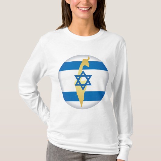 Israel Flag and Map Blue Star of David Emblem T-shirt (Voorkant)