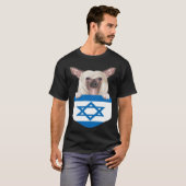 Israel Flag Chinese Crested Dog In Pocket T-shirt (Voorkant volledig)