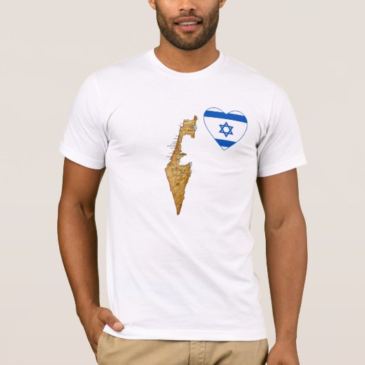 Israel Flag Heart en Map T-Shirt (Voorkant)