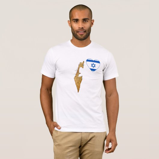 Israel Flag Heart en Map T-Shirt (Voorkant volledig)
