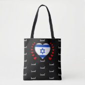 Israel Flag & Heart, Israel Flag mode/sport Tote Bag (Voorkant)
