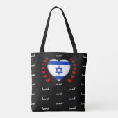 Israel Flag & Heart, Israel Flag mode/sport Tote Bag (Achterkant)