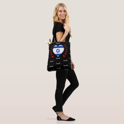 Israel Flag & Heart, Israel Flag mode/sport Tote Bag (Op model)