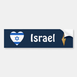 Israel Flag Heart + Map Bumpersticker