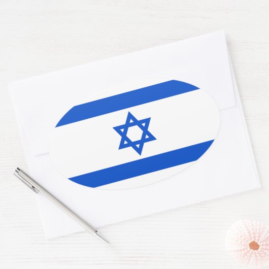 Israel Flag Oval Sticker (Envelop)