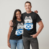 Israel Flag Siberian Husky Dog In Pocket T-shirt (Unisex)