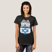 Israel Flag Siberian Husky Dog In Pocket T-shirt (Voorkant volledig)