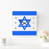 Israël Flag Star van David Wall Clock Vierkante Klok (Huis)