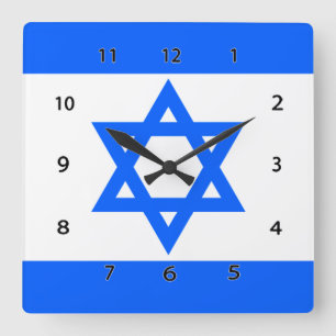 Israël Flag Star van David Wall Clock Vierkante Klok