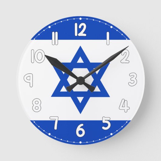 Israel Flag Wall Clock - Flag of Israel Ronde Klok (Voorkant)