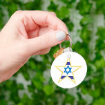 Israel Gold Star Sleutelhanger<br><div class="desc">Ster van Israël in blauw en geel. Dit ontwerp ziet er echt effectief uit op deze Sleutelhanger</div>