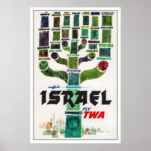 Israël Hanukkah Menorah Kaars Vintage Reis Poster