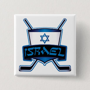 Israel Ice Hockey Flag Badge Hockey Pin Vierkante Button 5,1 Cm