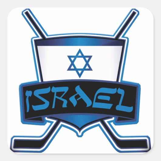 Israel Ice Hockey Flag Vierkante Sticker (Voorkant)