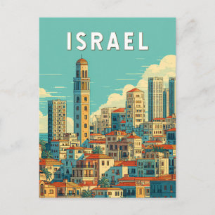 Israël Illustratie Reis Kunst Vintage Briefkaart