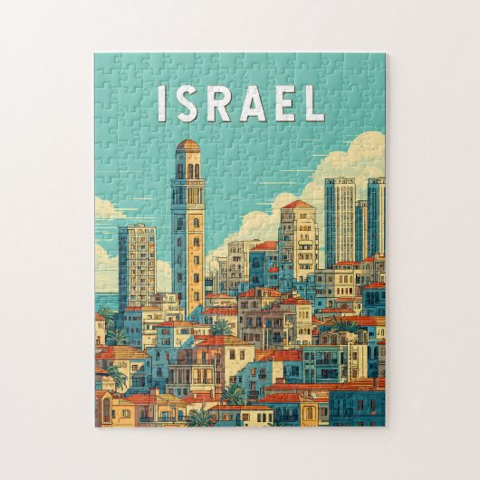 Israel Illustration Travel Art Vintage Legpuzzel (Verticaal)