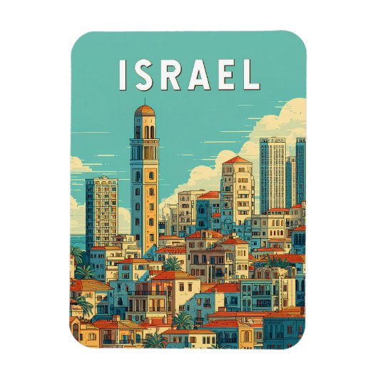 Israel Illustration Travel Art Vintage Magneet (Verticaal)