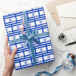 Israël inpakpapier, blauw, Israëlische vlag Cadeaupapier