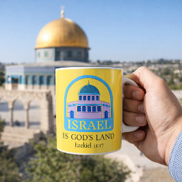 Israël is Gods Land Ezechiël 11:17 Geel/Blauw Koffiemok