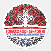 Israel Israëelisch Schweizer Schweiz Baum Wurzel Ronde Sticker (Voorkant)
