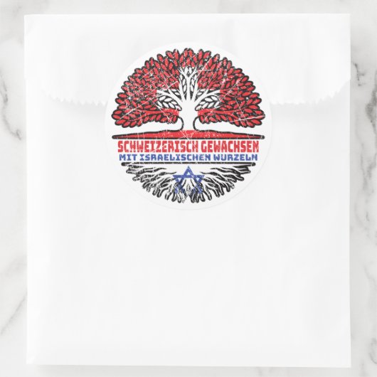 Israel Israëelisch Schweizer Schweiz Baum Wurzel Ronde Sticker (Tas)