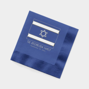 Israël Israëlische Vlag met Naam Datum Folie Servetten
