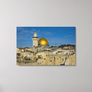 Israël, Jeruzalem, Rotskoepel Canvas Afdruk