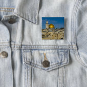 Israël, Jeruzalem, Rotskoepel Vierkante Button 5,1 Cm (In situ)