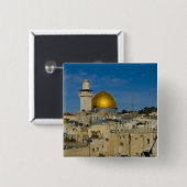 Israël, Jeruzalem, Rotskoepel Vierkante Button 5,1 Cm (Voorkant /achterkant)