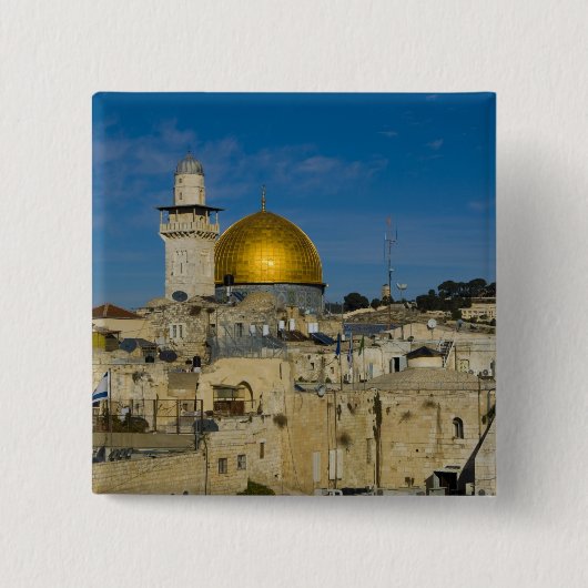 Israël, Jeruzalem, Rotskoepel Vierkante Button 5,1 Cm (Voorkant)