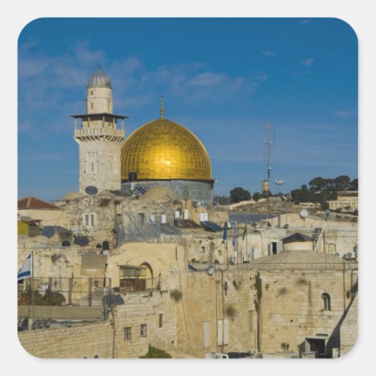 Israël, Jeruzalem, Rotskoepel Vierkante Sticker (Voorkant)