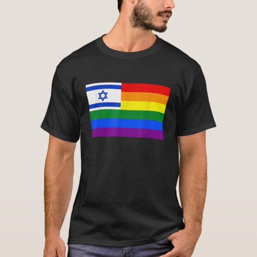 Israel Joodse LGBT T Shirt Gay Lesbische Pride Vla (Voorkant)