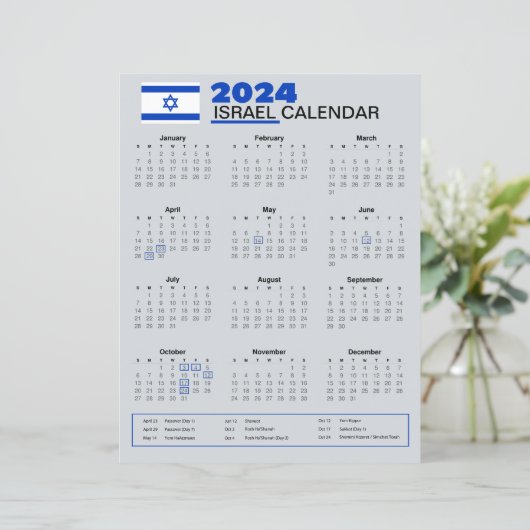 Israël Kalender 2024 | Feestdagen & Waarnemingen (Staand voorkant)