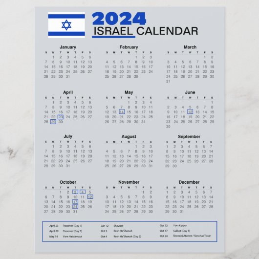 Israël Kalender 2024 | Feestdagen & Waarnemingen (Voorkant)