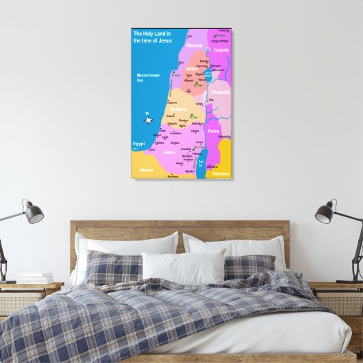Israel Map First Century Canvas (Insitu (Slaapkamer))