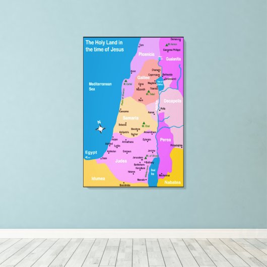 Israel Map First Century Canvas (Insitu (Houten vloer))