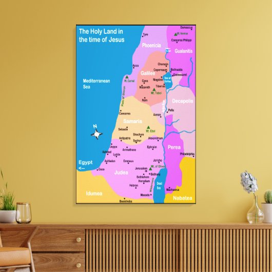 Israel Map First Century Canvas Afdruk (Insitu (Woonkamer))